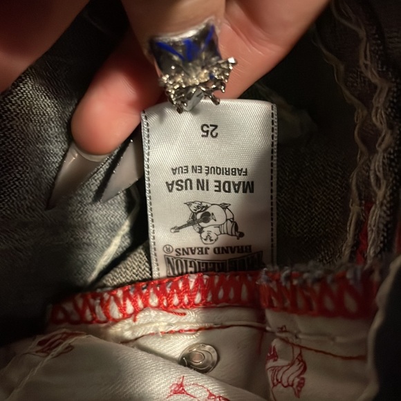 Super cute low waisted true religion jeans with red stitching! - Picture 5 of 5